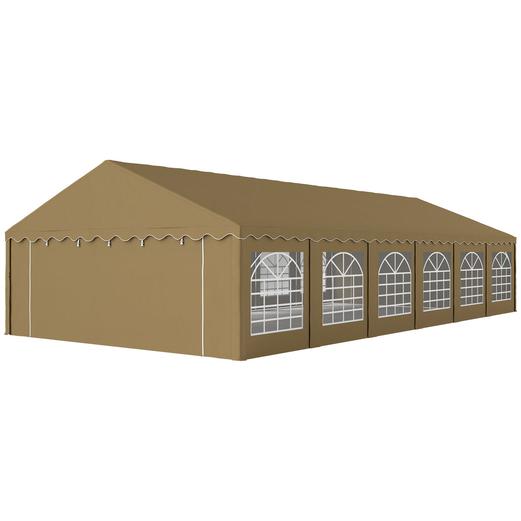 20' x 40' Party Tent, Outdoor Canopy Tent with Removable Sidewalls, 12 Windows for Parties, Wedding, Events, BBQ, Brown empower
