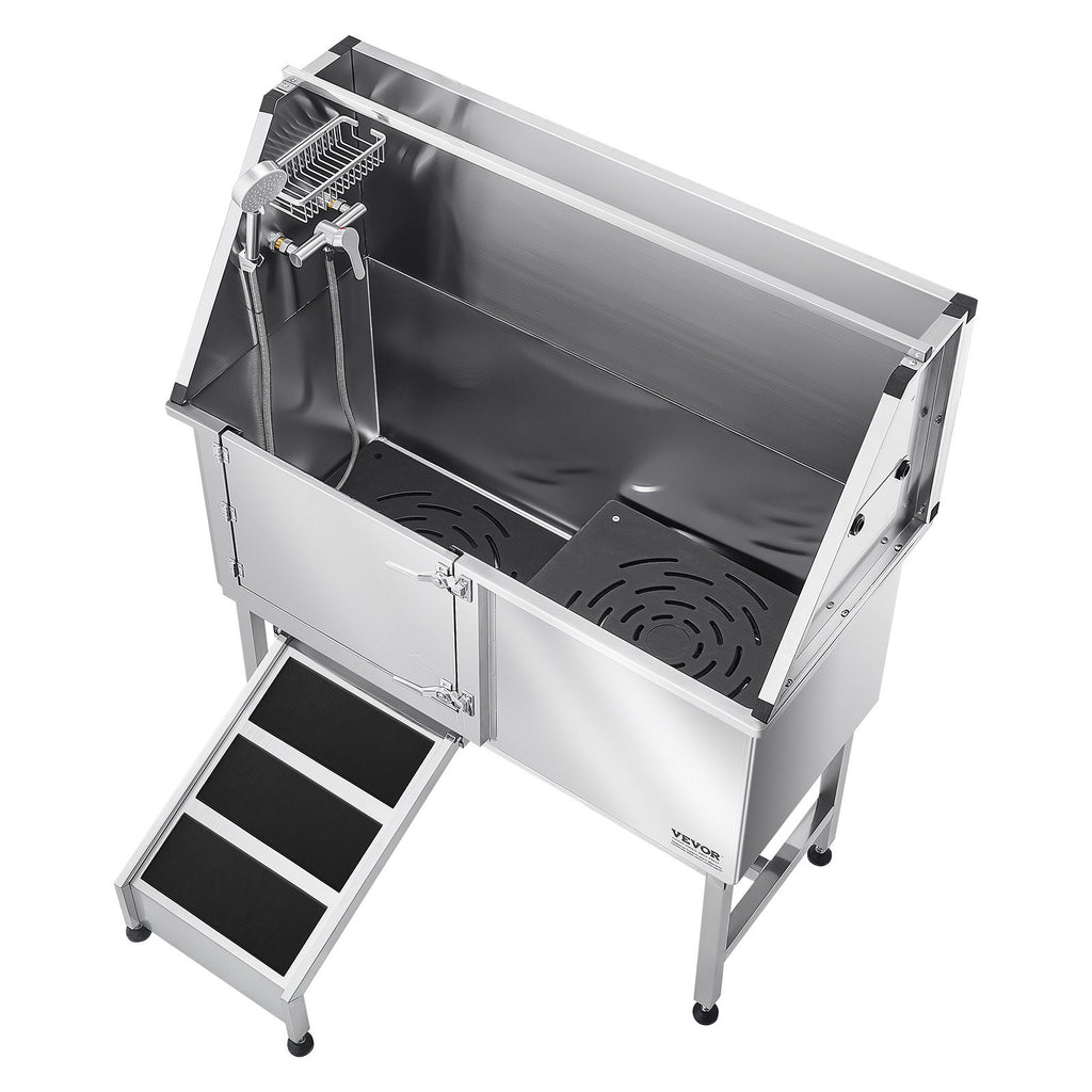 50 Inch Dog Grooming Bath Tub Stainless Steel W Ramp Water Filter Left