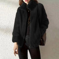 Double Faced Fleece Warm High Neck Sweater Women Cardigan