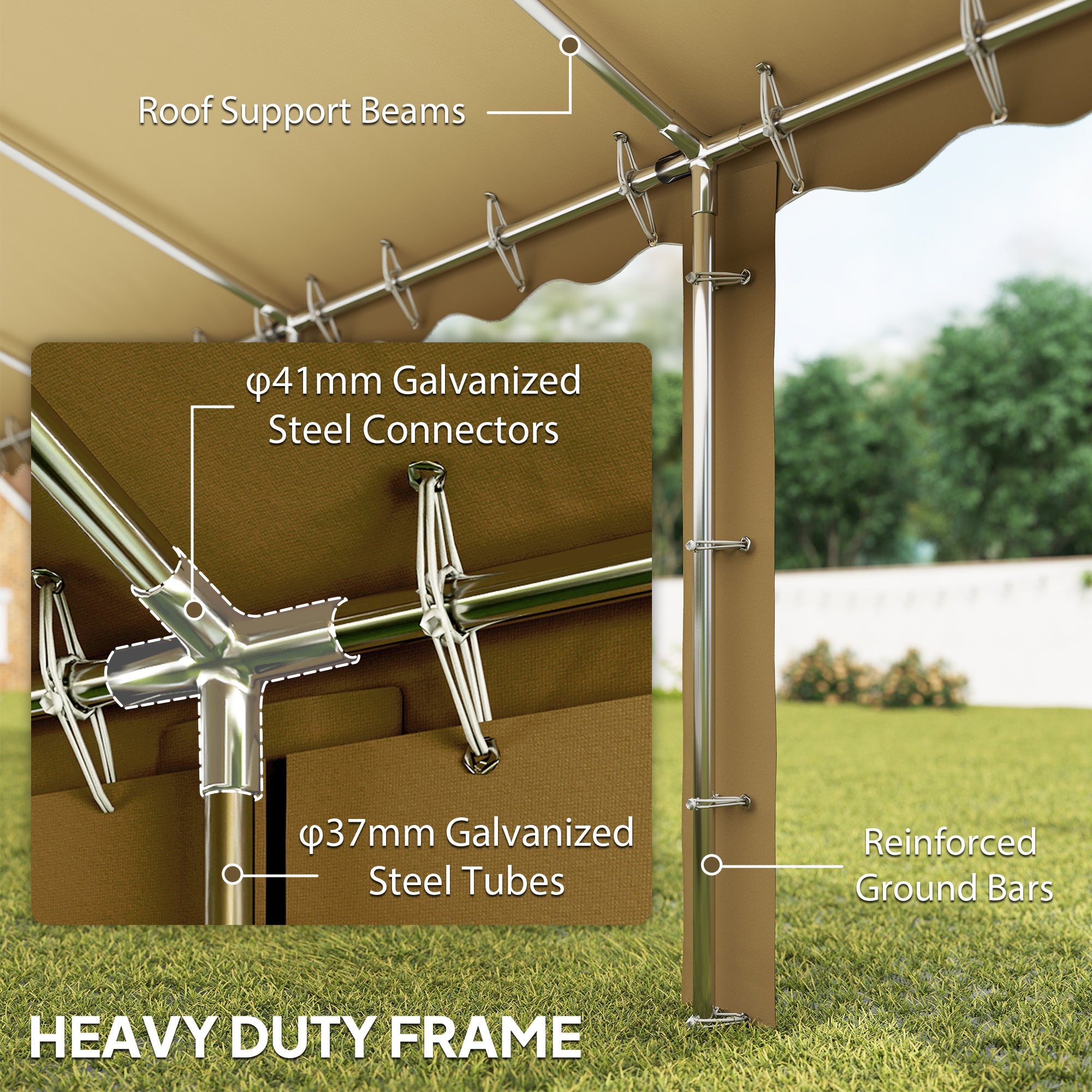 20' x 40' Party Tent, Outdoor Canopy Tent with Removable Sidewalls, 12 Windows for Parties, Wedding, Events, BBQ, Brown empower