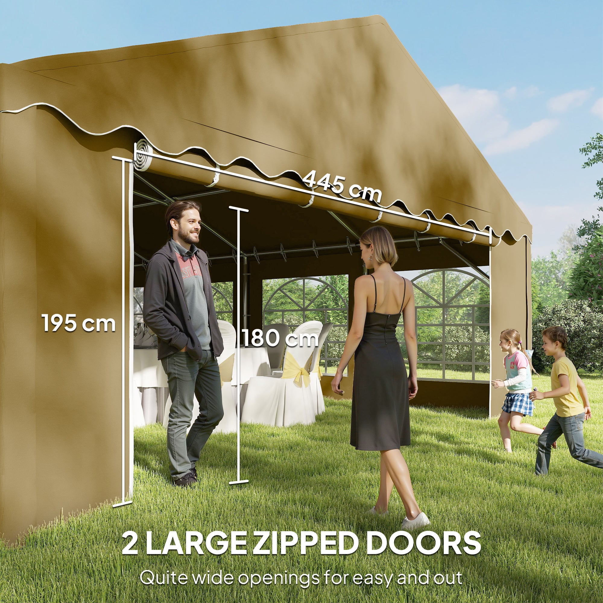 20' x 40' Party Tent, Outdoor Canopy Tent with Removable Sidewalls, 12 Windows for Parties, Wedding, Events, BBQ, Brown empower