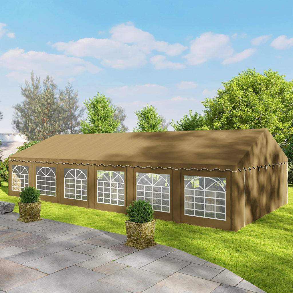 20' x 40' Party Tent, Outdoor Canopy Tent with Removable Sidewalls, 12 Windows for Parties, Wedding, Events, BBQ, Brown empower