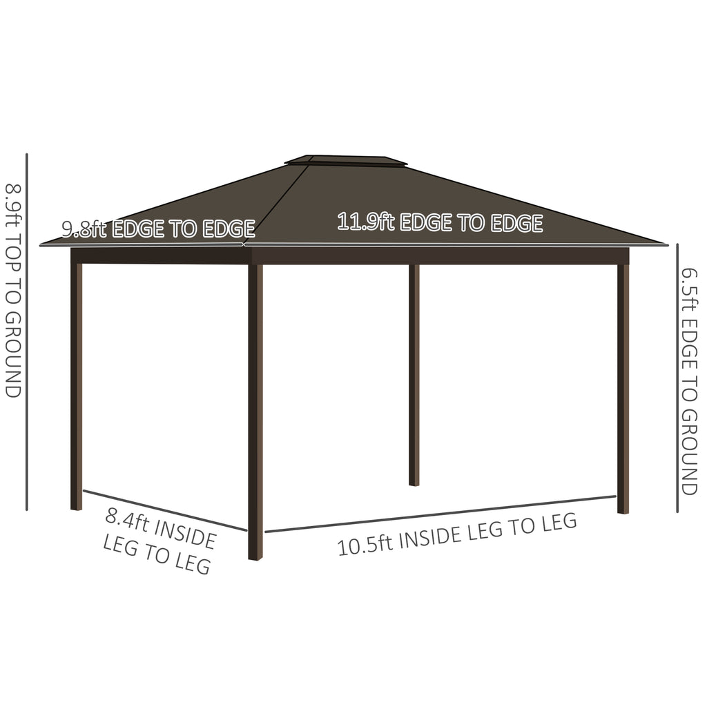 11.9" x 9.8" Hardtop Gazebo with Curtains Netting, Metal Roof Gazebo Canopy with Aluminum Frame and Top Hook, Cream