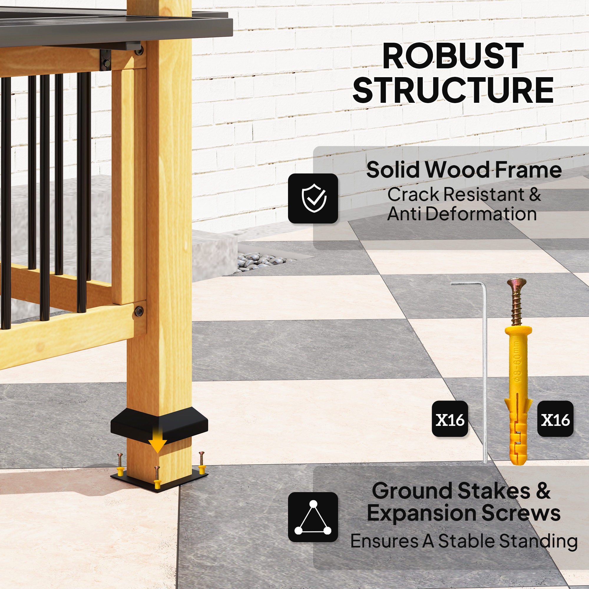 13' x 6' Wooden BBQ Grill Gazebo, Outdoor Hardtop Grill Gazebo with Metal Roof, 2 Bar Shelves and 6 Hooks, Natural empower